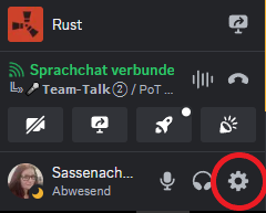Zahnrad für die Discord-Benutzereinstellungen