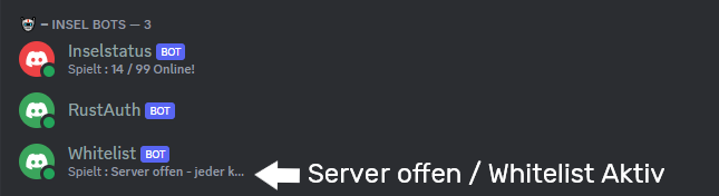 Whitelist- und RustAuth-Bot in der Discord-Mitgliederliste