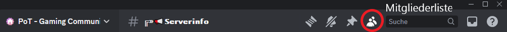 Schaltfläche zum Öffnen der Discord-Mitgliederliste